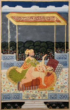  Terrace Painting - Royal Man and Woman Making Love Under a Canopy in a Palace Terrace sexy